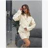 Floral Print Blazer Women's Skirt Set Elegant Cropped Jacket Mini Skirt Two Piece Set Spring Business Casual Outfit