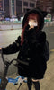 Autumn Winter Oversized Soft Thick Warm White Faux Fur Hoodie Women with Bear Ears Horn Buttons Punk Style Fluffy Jacket