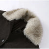 Autumn Winter Fur Lapel Woolen Jacket For Women Brown Elegant Long Sleeve Single Breasted Coats Lady Chic Street Outerwear