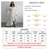 Sexy Loose White Women's Dress V-Neck Long Sleeve Ankle Length Dresses Elegant Classic Pleated Female Dress