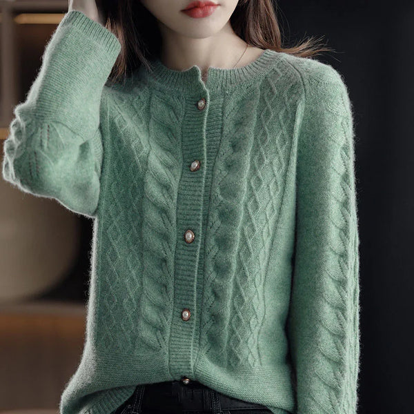 Autumn Knitted Cardigan Women's Jacket Long Sleeve Korean Loose Round Neck Cardigan Sweater Jackets Women Casual Knit Top