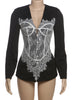 Basic Jacquard Patchwork Jacket Women V-Neck Single-Breasted Full Sleeve Fall Office Street Skinny Chic Crop Coat