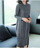 Pleated Clothing For Women Long Sleeve Stand Collar Doulble Pockets Loose Dress Vestido YF576