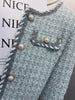 Women Elegant Tweed Jackets Chic O-neck Long Sleeve Tops Autumn Single-breasted Office Cardigan Coat Outerwear
