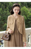 Tweed Short Coats for Women French Camel Wood Ear Collar Bead Autumn Retro Quality Jackets 2243185796