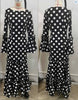 Elegant Ladies Dress Trumpet Sleeves Polka Dot Decoration Cascading Ruffle Hem Sexy Fishtail Ladies Evening Dress