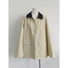Single-Breasted Jacket Loose Corduroy Turn-Down Collar Long Sleeve Ladies Loose Coat with Pockets Spring Women