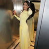 Elegant Long Sleeve Ruched Sexy Maxi Dress Women Gown Autumn Draped Bodycon Long Dresses Female Clothing