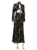 Hollow Out Lace Split Long Sleeve Women Dresses Evening Party Outfits O Neck Sheath Sexy Club Elegant Bodycon