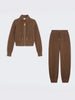 Loose Casual Two Piece Sets for Women Stand Neck Long Sleeves Short Top High Waist Pant Spliced Lace Up Set Female