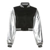 Fluffy Letter Short Jacket Varsity Women Hipster Leather Sleeve Patchwork Y2K Baseball Casual Wild Streetcoat Outwear