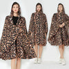 Big Size Women Leopard Raincoat Lightweight Rain Coat Poncho Ladies Waterproof Cloak Raincoats Adults Windproof Rainwear