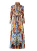 Niche Printed Windbreaker Women's Loose Oversized Long Sleeved Pleated Trench Cardigan Long Coat 2DB2481