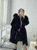 Woolen Coat Oversize Ladies Outerwear Winter Women Natural Fox Fur Collar Cuffs Jacket Hood Cashmere Wool
