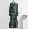 Autumn Spring Chiffon Dress Plus Size Women Casual Dresses Vestidos Female Vintage Printed Floral Full Sleeve A-line Long Dress