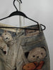 Autumn Winter Niche Design Print Contrast Color Loose Jeans For Women Straight Wide-leg Denim Pant 1A1517