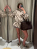 Autumn Chic Women Short Trench Jacket Stand Collar Drawstring Waist Cinching Long Sleeve Zipper Casual Outerwear Coat