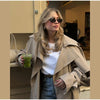 Women Lace Up Shawl Sleeve Windbreaker Solid Lapel Single Breasted Loose Trench Coat Autumn Lady Commuter Outwear