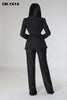 Street Chic Women's Set Long Sleeve Blazer Suit and Mesh Beading Pants Winter Two 2 Piece Set Outfit Tracksuit