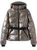Women Winter Hooded Down Jackets With Belt Lady Warm Thick Long Sleeve Stand Collar Parkas Padded Coats Sports Ski Outdoor