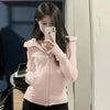 Streetwear Black Hoodie Coat Women's Clothing Hooded Zipper Slim Fit Y2k Jackets Casual Sweatshirts Tops Ropa Mujer