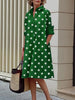 Women's Polka Dot Lapel Shirt Dress Spring Long Sleeves Loose Elegant Urban Casual Office Midi Dresses