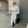 Women's Long Jackets Detachable Shawl Lace Up Waist Cinching Padded Coats Winter Lady Full Sleeve Solid Loose Coat Outerwear