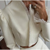 Urban Solid Women's Two Piece Set Elegant Puff Long Sleeve V Neck Blazer Mesh Suit Skirt Autumn Lady Outfit