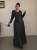 Plus-Size Solid-Color Knit Elegant A-Line Flowy Maxi Dress Women's Long Dress Casual & Commuter Style
