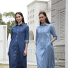 SS25 Women Collar Denim Dress Blouse Style Casual Cotton with A Removable Belt