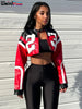 Faux Leather Varsity Jacket Women Hipster Letter Print Autumn Casual Sporty Wild Streetwear Uniform Crop Coat