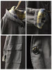Women Vintage Hooded Button Parkas Plus Cotton Winter Coats Solid Color Patchwork Pockets Warm Long Parkas