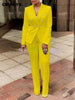 Elegant Women Double Breasted Blazer Top Suit and Pants OL Two 2 Piece Set Outfits
