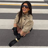 Women's Trench Cape Coat Vintage Double Breasted Short Trench Style Poncho Female Spring Woman Street Outerwear