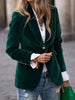 Elegant Velour Blazers Women Retro Single Button Suit Collar Jacket Blazer Coat Autumn Long Sleeve Simple Outerwear