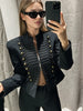 Women Vintage Slim Jacket Spring Women Trends Elegant Napoleon Jackets Ladies High Street Chic Shoulder Padded Blazer