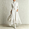 Women Vintage Boho Turtleneck Long Sleeve Maxi Dress Lace Hem Sashes Waist Flowy Long Dress Fall Winter Elegant Ladies Robe