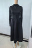 French Style Black A-Line Dresses Women Elegant High Waist Long Sleeve Midi Dress Autumn Winter Slim Fit Maxi Dress