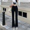 Woman American High Waist Slim Fit Bell Bottom Jeans Female Y2k Flare Pants Girls Elastic Designer Black Denim Trousers