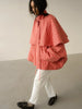 Women Chic Checkered Stand Up Collar Cape Short Trench Coat Long Sleeved Single Breasted Windbreaker Spring Commuting Coat