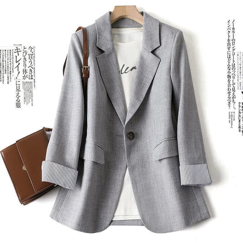 Office Lady Casual Blazers For Women Autumn Single Button Long Sleeve Outerwears Coats & Jackets Elegant