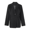 Black Bandage Buckle Causal Blazer Women Lapel Long Sleeve Loose Fit Jacket Tide Spring Autumn 30A2051
