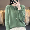 2026Knitted Sweater Autumn/Winter Cardigan Short Jacket Loose Top Women's Lazy Style Round Neck Star Button Knitted Sweater