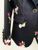 High Street Designer Suit Set Women's Elegant Floral Printed Single Button Blazer Flare Pants Suit 2pcs