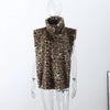Leopard Print Women Winter Coat Faux Fur Coat Lapel Waist Tightened Jacket Single Breasted Long Sleeve Coat Daily Wear