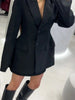 Notched Black Blazer Coats For Women Elegant Single Breasted Suit Jacket Female Long Sleeve OL Chic Street Outerwear