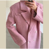 Autumn Winter Solid Women's Woolen Overcoat Urban Long Sleeve Lapel Button Female Outwear Elegant Lady Overcoats