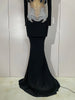 Sparkly Diamonds Pearl Black Sexy See Through Mesh Long Dress Women Wedding Evening Birthday Party Stage Photoshoot Dress
