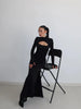 Sexy Sheath Women's Maxi Dresses Solid Turtleneck Regular Long Sleeves Hollow Out Slim Fit Bodycon Party Vestidos Robes