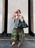 Women's Camouflage Wide Leg Pants Loose Casual High Waist Vintage Pockets Cropped Pants Harajuku Capris